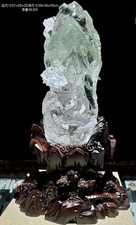 20.79LB Top Natural green Ghost Quartz Crystal Healing carved Buddha skull pray picture
