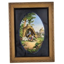 Italian Micromosiac Plaque on a Marble Panel of a Pastoral Scene 1875-1900 picture