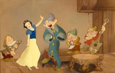 SNOW WHITE SILLY DANCE, KEY MATCHING TRIMMED CELS ON PRODUCTION BG, MINT FRAMED picture