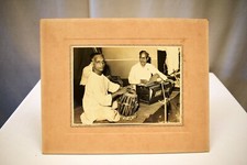 Vintage Photograph Black & White Musician Depicts Tabla Player Harmonium Player