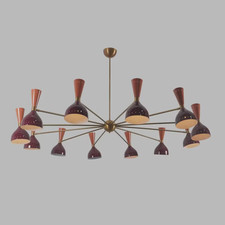 Large Brass Sputnik Ceiling Light – 24-Light Mid Century Modern Chandelier picture