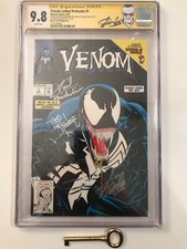 VENOM LETHAL PROTECTOR #1 CGC 9.8 WP SIGNED 3X'S BLACK COVER PRINTING ERROR RARE picture