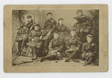 1890-1891 YOUNG LADIES BASEBALL CLUB NO. 1 CABINET PHOTO, STRIPED UNIFORMS picture