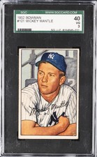 1952 BOWMAN #101 MICKEY MANTLE SGC 3 picture