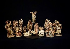 ~*~ANRI Bernardi 8” nativity — 16 Piece -Wood Carved ~ Italy~*~ picture