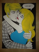 ORIGINAL POP ART WATER COLOR PAINTING  '' KISS ME '' BY COMIC ARTIST JAMES CHEN picture