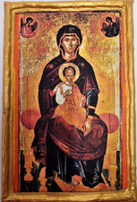 Madonna Jesus Virgin Mary Panagia Enthroned Greek Eastern Orthodox  Icon picture