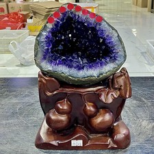10.44LB TOP Natural Amethyst Crystal Money Bag Quartz Crystal Collector's Grade+ picture