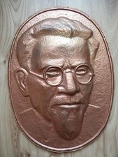 BAS-RELIEF Portrait Kalinin Russian Soviet copper plaque sculpture bust picture