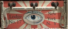 ANTIQUE FOLK ART ADVERTISING TRADE SIGN ODD FELLOWS MASONIC ART DECO WALL BANNER picture