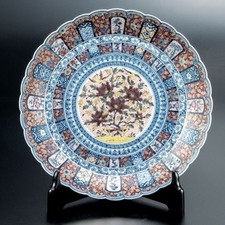 Kutani ware Japan Miura Terutada Decorative Plate Blue Red Floral and Bird picture