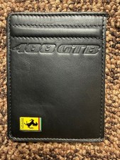 Ferrari 488 GTB Black Leather Card Case Wallet Embossed Logo Italy New picture
