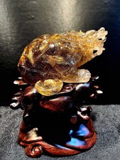 2.5LB Natural Golden Hair Rutilated dragon turtle Quartz Mineral Crystal+stand picture