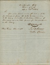 ANDREW JOHNSON - MANUSCRIPT LETTER SIGNED 04/29/1846 WITH CO-SIGNERS picture
