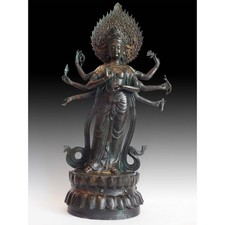Antique Chinese Thousand-Armed Compassion Goddess GuanYin Bronze Buddha 24” 千手觀音 picture
