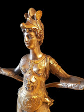 Antique Rare Pair of Bronze Candlesticks Greek Goddesses Barbedienne 19th C picture