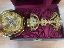 + All Sterling Silver St. Remy Chalice & Paten Set with Enamels & Stones (CU103) picture