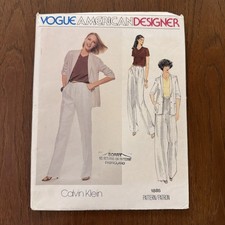 Vintage Vogue American Designer Pattern 1885 Calvin Klein Sz 16 Uncut picture