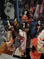 Japanese Geisha-Style Kimono Dolls Lot with Display Cases Collectible From 1900s picture