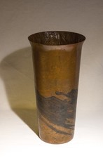 Rare Antique Copper Vase Jessie M Preston Art Nouveau 15 Inch 1904 picture