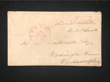 MA BOSTON C.1845  STAMPLESS COVER FREE FRANK DANIEL WEBSTER picture