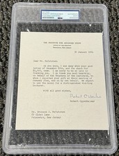 Robert Oppenheimer Signed Institute Of Advanced Study 1964 Typed Letter PSA/DNA picture