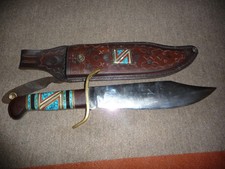 Vintage David Yellowhorse Multistone Inlay Bowie Knife/Sheath RARE RARE Only 1 picture