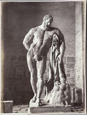 Italy Naples Archaeological Museum Hercules Farnese c1865 Vintage Albumen Photo picture