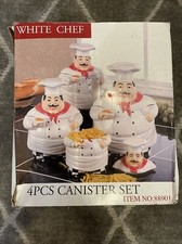 CASA VERO~ WHITE CHEF~ FAT CHEF CANISTER SET OF 4 picture