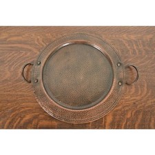 Roycroft Arts & Crafts Hammered Copper Handled Large Serving Tray, Circa 1920s picture