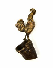 ANTIQUE BRONZE SCULPTURE Auguste Cain Rooster on Basket Circa 1821 - 1894 France picture