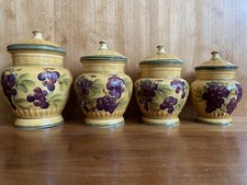 Casa Vero By ACK Grape Pattern Canisters  Set Of Four Hand Painted Gold Glaze picture