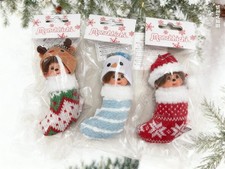 288175set Monchhichi Christmas Ornament Santa Snowman Reindeer X'Mas Mascot 3pcs picture