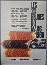 Vintage 1966 Porsche Poster 24 Hours Le Mans Original Very Rare Dealer Poster  picture
