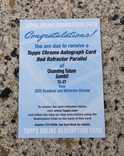 2025 Topps Chrome Deadpool Channing Tatum Gambit RED REFRACTOR AUTO Redempt /5 picture
