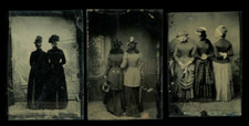 Amazing Trio Antique Tintype Photo Back Turned Away Camera Unusual Creepy Lot picture