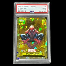 2024 Topps Chrome Marvel Sapphire SPIDER-MAN Gold /50 PSA 9 (#39/50) picture