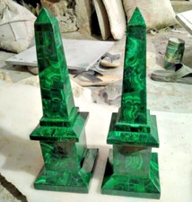 Pair of Malachite Obelisks, Malachite Obelisks Tall, Gemstone Farmhouse Decors picture