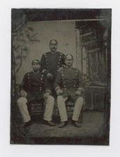 Ca. 1870's-1880's TINTYPE OF 3 GERMAN SOLDIERS WEARING SPIKED HELMETS picture