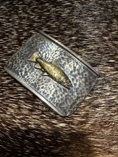 NOS Clint Orms Engraver CUTTHROAT Trout (GOLD) w Silver buckle engraved/hammered picture