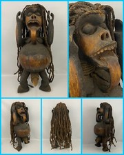 Large 28” Authentic Wood Carved AFRICAN Tribal Fetish Statue Nkisi Nkondi Congo picture