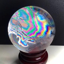 Top Rarity Natural Clear quartz Rainbow Sphere Healing Crystal reiki Ball 220mm picture