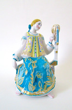 Russian Imperial Lomonosov Porcelain Figurine Sculpture Spinning Wheel Lady picture