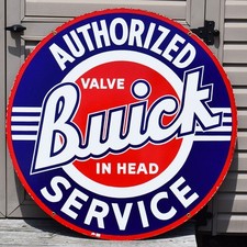 Buick Authorized Service Double Sided Porcelain Sign 42 Inch Tall 42 Inch Wide picture