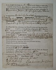 1789 New Haven, CT Legal Summons, Samuel Franklin v. Joseph Munson Debt Relief picture
