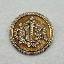 Christian Dior Cd Logo Rhinestone Brooch Dior Women Rare Luxury Designer Model L picture