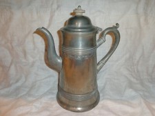Rare Israel Trask Antique American Pewter Lighthouse Form Dome-Lid Coffeepot picture