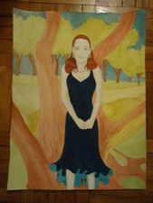 ORIGINAL WATER COLOR PAINTING '' WOMAN IN THE PARK '' BY COMIC ARTIST JAMES CHEN picture