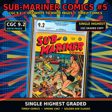 SUB-MARINER COMICS #5 CGC 9.2 1942 OWW SINGLE HIGHEST GRADED #1293263004 picture