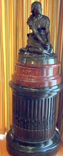JEANNE D'ARC RARE CHAPU BRONZE BY:BARBEDIENNE FONDEUR & ORIGINAL PEDESTAL H=73